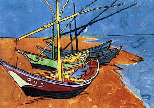 Vincent Van Gogh Boats on the Beach of Saintes-Maries